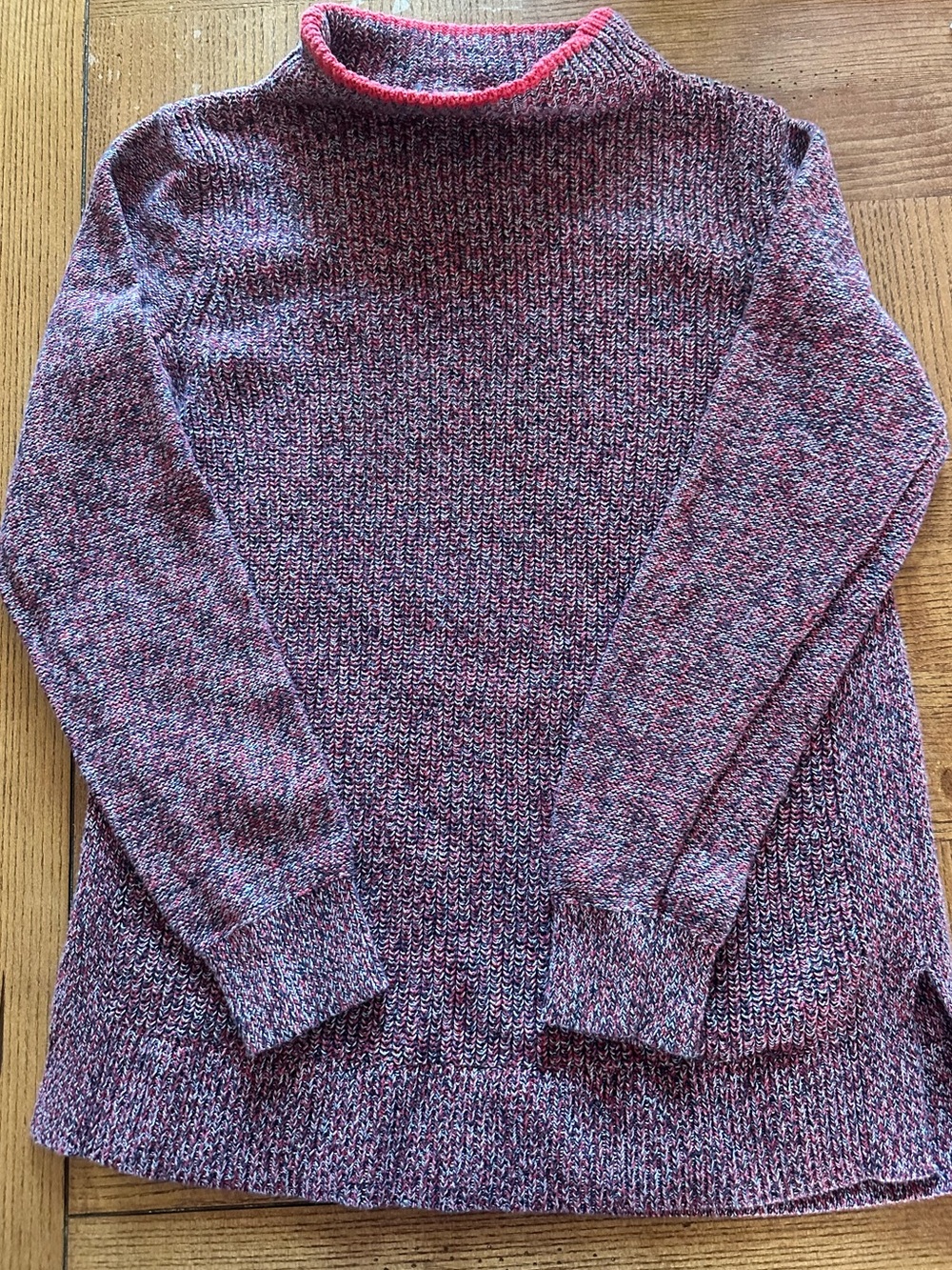 LOFT Marled Pink and Gray Cowlneck Sweater